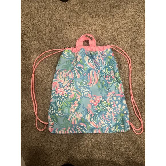 Lilly Pulitzer Cinch Drawstring Beach Sports Yoga Gym Bag Backpack. - Picture 5 of 5